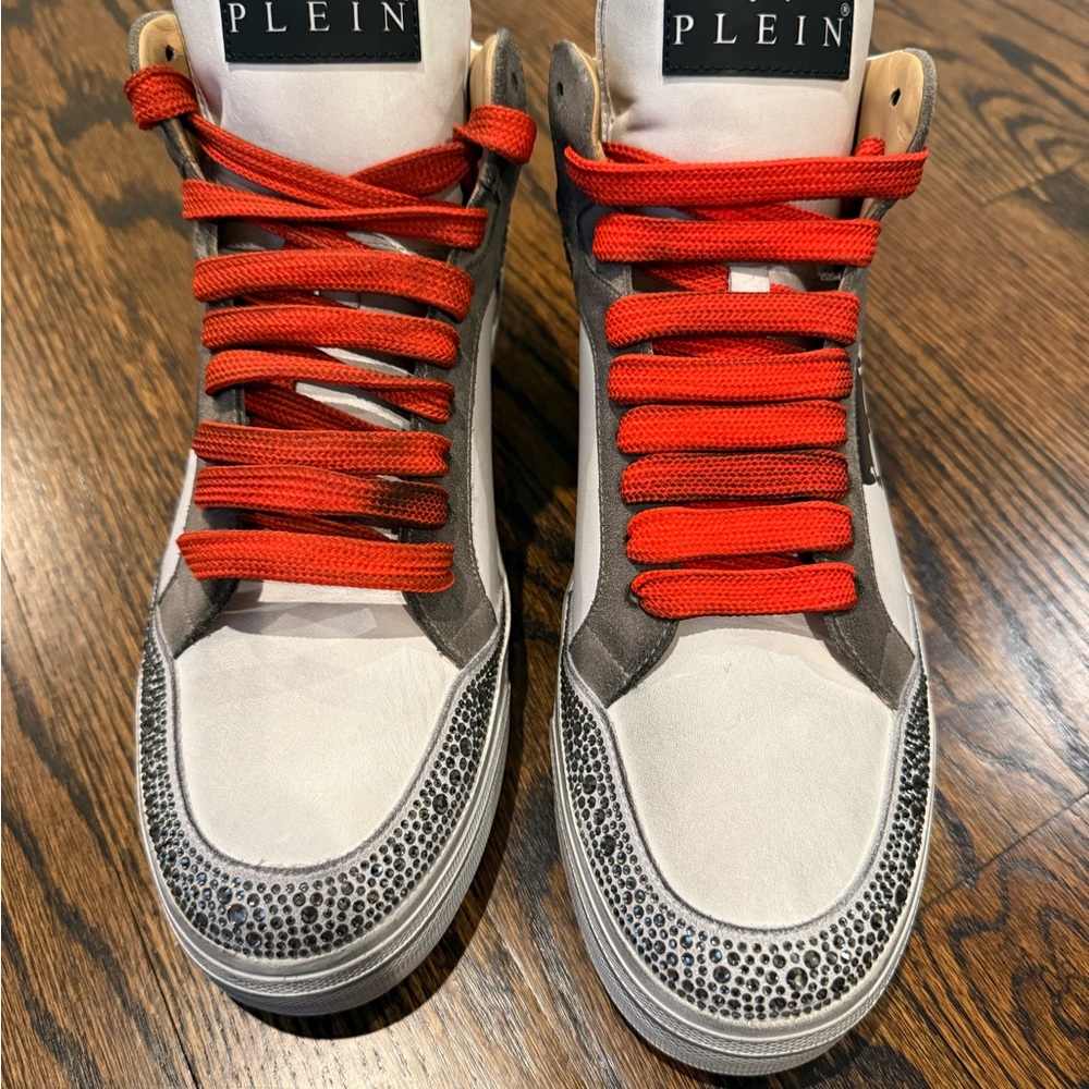 Philipp Plein White and Red Men's Sneakers